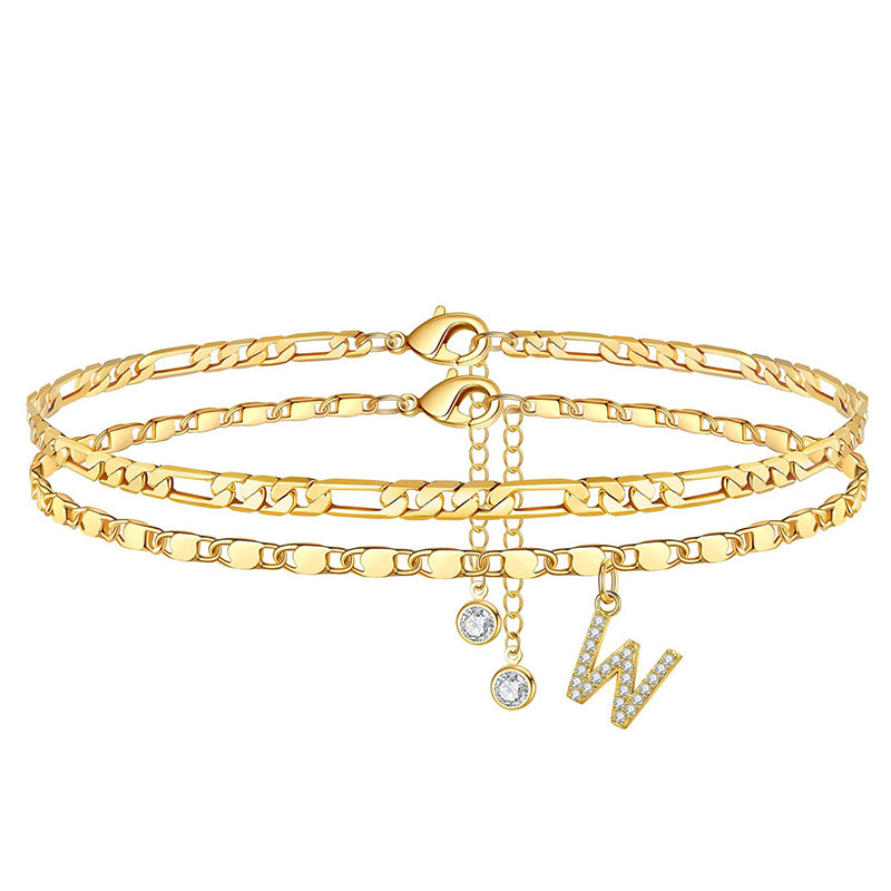 Bracelet de cheville dorée superposé pour femmes