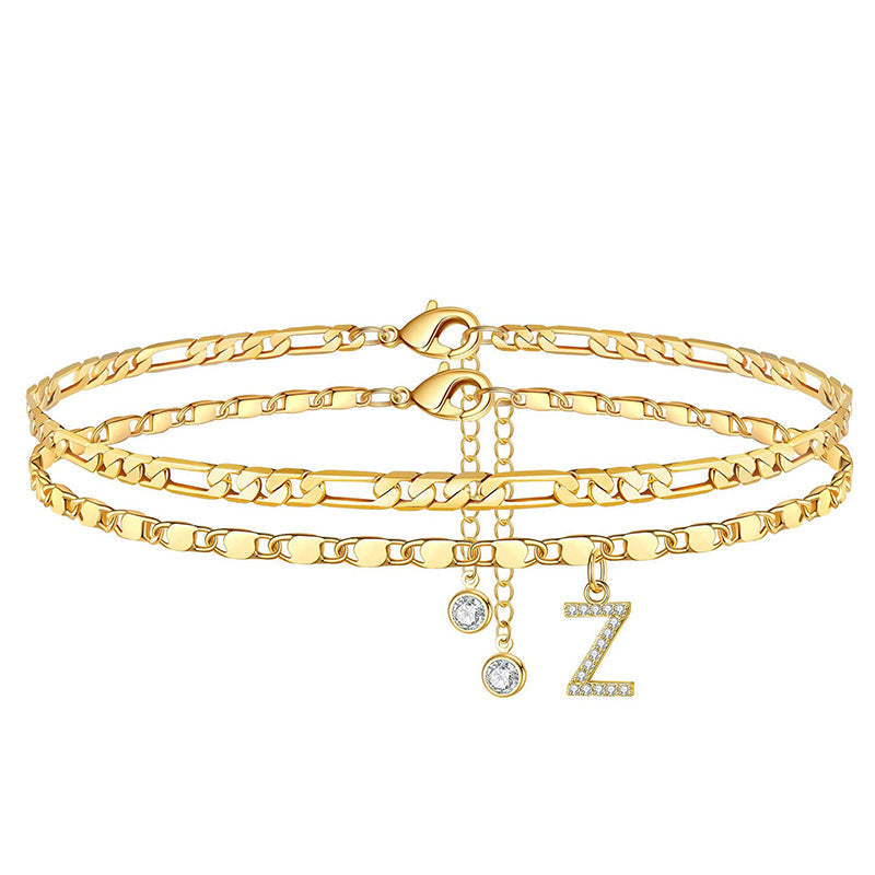 Bracelet de cheville dorée superposé pour femmes