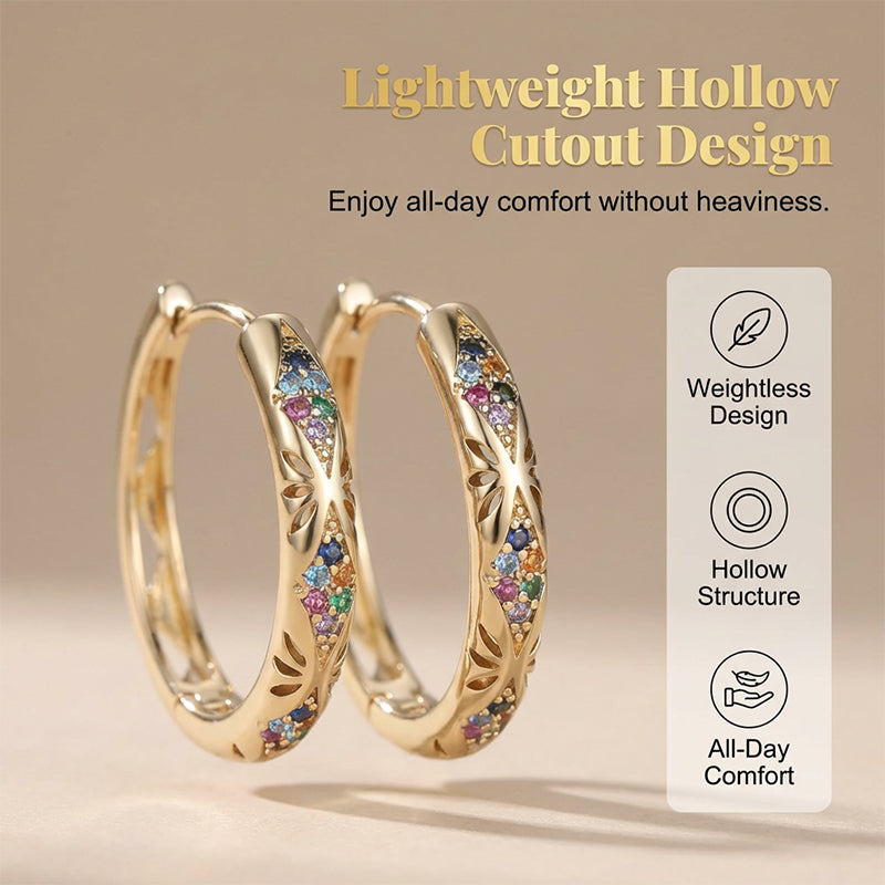 📢📢50% DE RÉDUCTION !! ⏰Boucles d'oreilles créoles creuses ornées de zircons étincelants