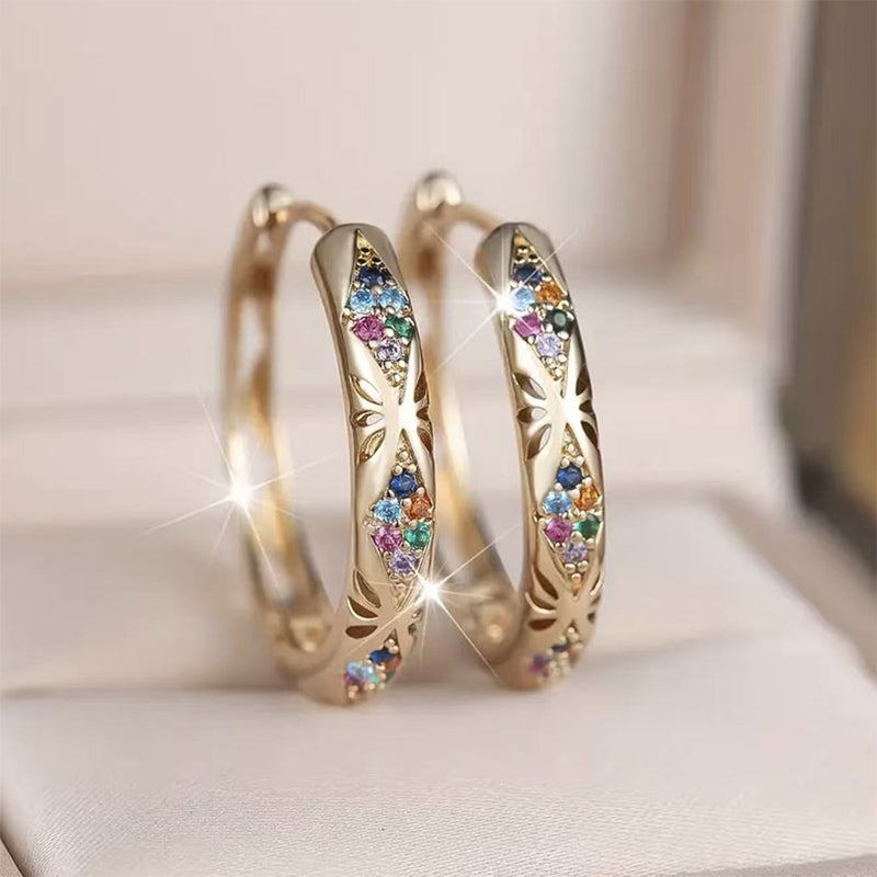 📢📢50% DE RÉDUCTION !! ⏰Boucles d'oreilles créoles creuses ornées de zircons étincelants