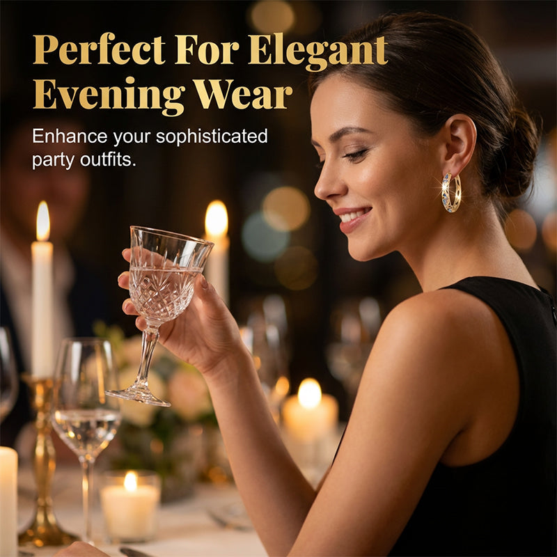 📢📢50% DE RÉDUCTION !! ⏰Boucles d'oreilles créoles creuses ornées de zircons étincelants