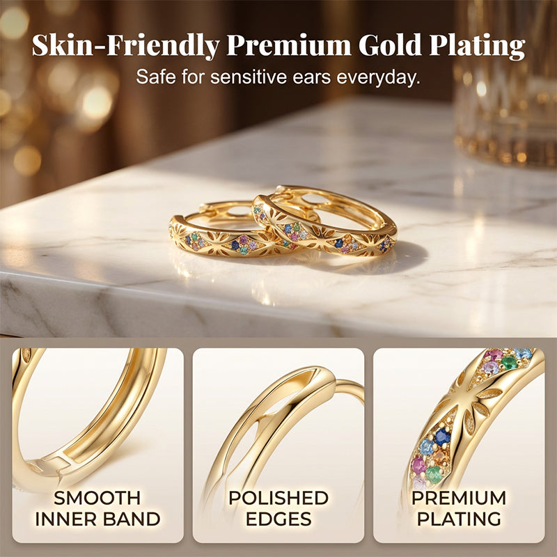 📢📢50% DE RÉDUCTION !! ⏰Boucles d'oreilles créoles creuses ornées de zircons étincelants