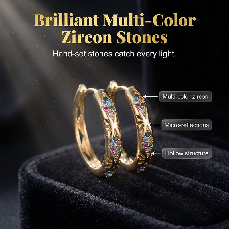 📢📢50% DE RÉDUCTION !! ⏰Boucles d'oreilles créoles creuses ornées de zircons étincelants
