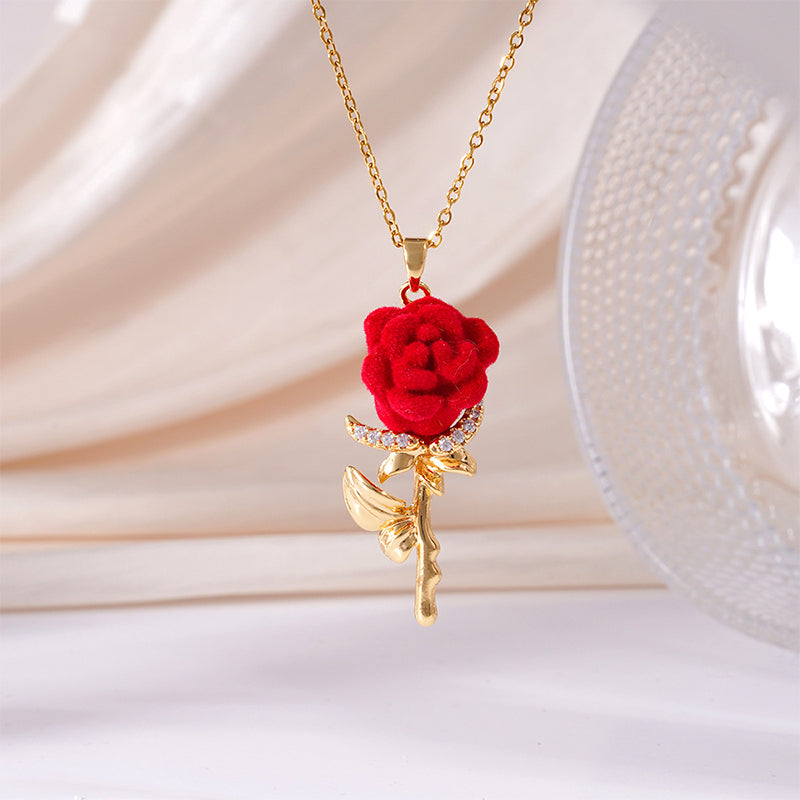 ⏳Offre Spéciale Limité dans le Temps⏰Pendentif Rose Rouge Élégant – Design Délicat, Hypoallergénique & Parfait pour l'Élégance Quotidienne ou en Cadeau✨