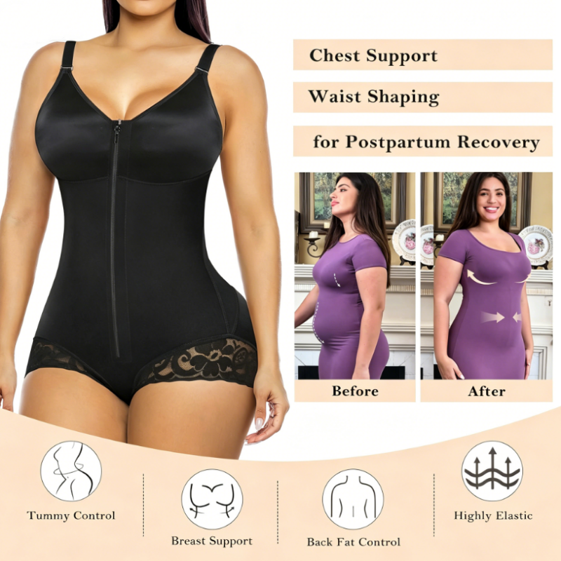 💪Body Gainant Zippé pour Femme – Contrôle Ventre & Soutien 360°🩱