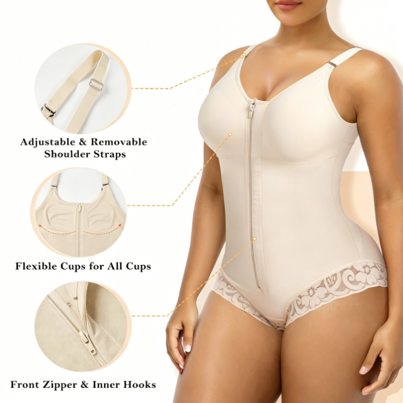 💪Body Gainant Zippé pour Femme – Contrôle Ventre & Soutien 360°🩱