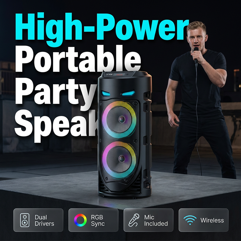 🔊PROMO -50%✨Enceinte Bluetooth Portable 16W – RGB Dynamique Rythme Musique, Micro Filaire Karaoké Inclus, Sangle Réglable, Plein Air Fêtes Camping · Bluetooth 10m · 1800mAh 🎵