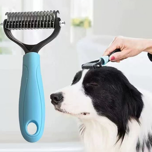 🐾🧹PROMO -50%🐶Peigne de Toilettage Double Face pour Chiens & Chats – Brosse Douce, 2 Tailles (Bleu/Rose)