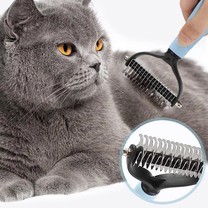 🐾🧹PROMO -50%🐶Peigne de Toilettage Double Face pour Chiens & Chats – Brosse Douce, 2 Tailles (Bleu/Rose)