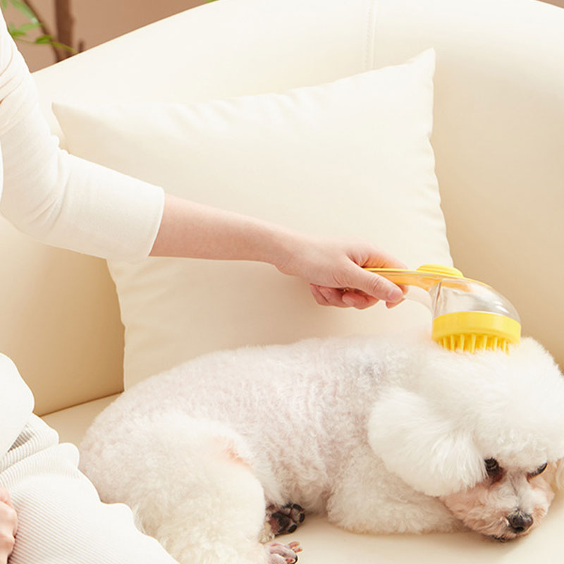 📢📢50 % DE RÉDUCTION !! ⏰Brosse de bain pour animaux de compagnie avec long manche et distributeur de shampoing