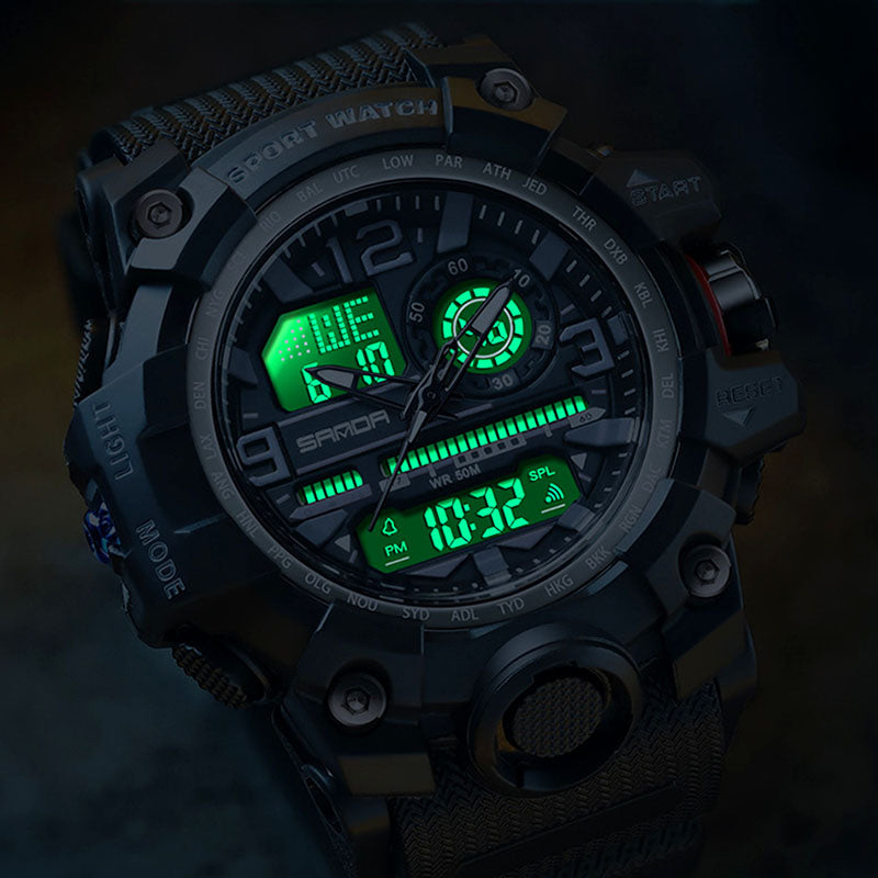 Montre Tendance Lumineuse Multifonctionnelle Étanche pour Hommes