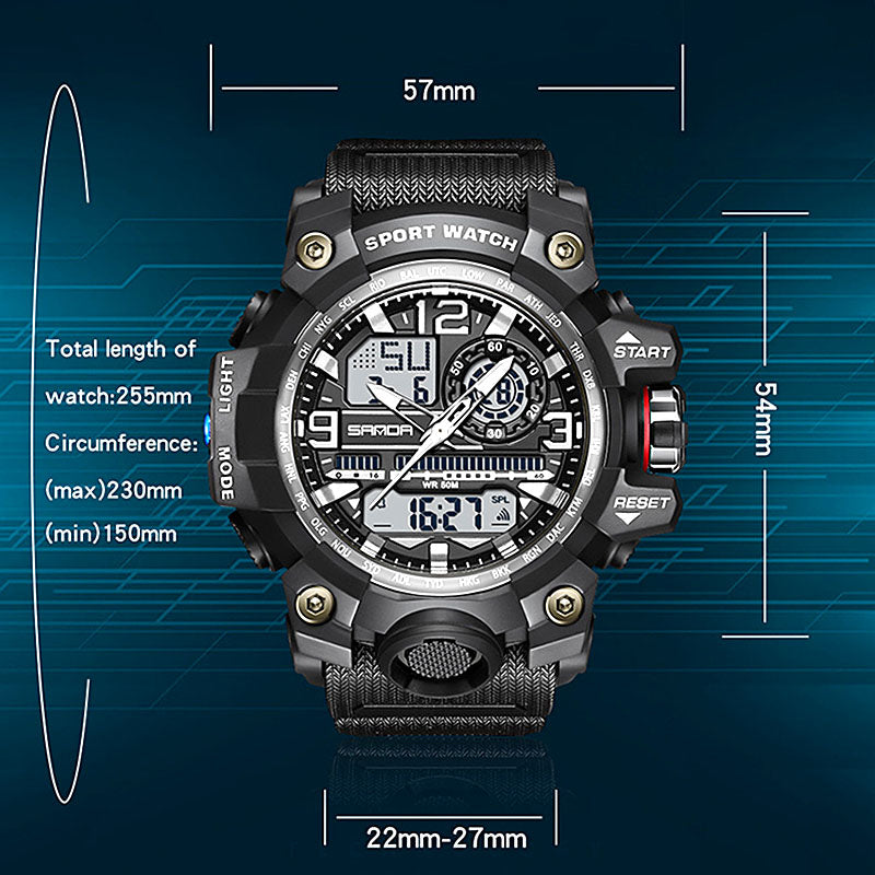 Montre Tendance Lumineuse Multifonctionnelle Étanche pour Hommes