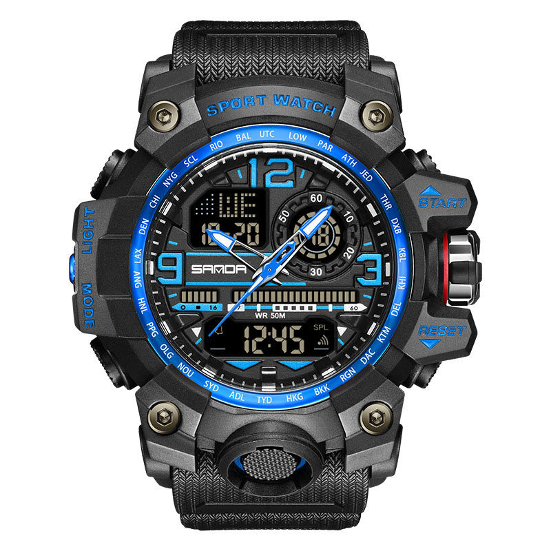 Montre Tendance Lumineuse Multifonctionnelle Étanche pour Hommes