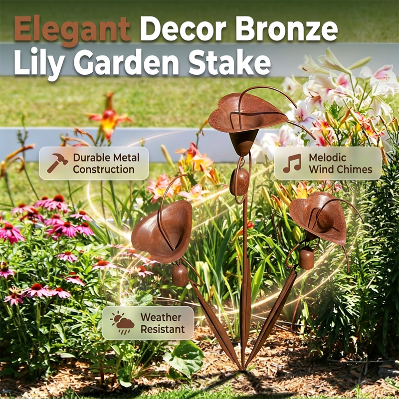 Tuteur de jardin Fleur d'Arum avec carillons à vent