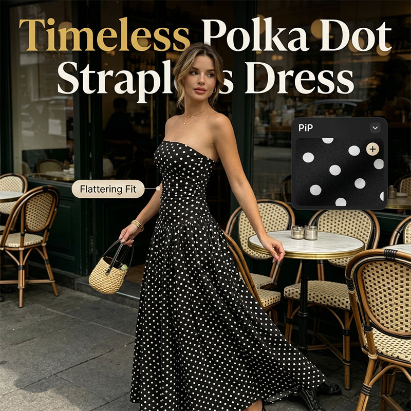 Robe bustier à pois tendance pour femme