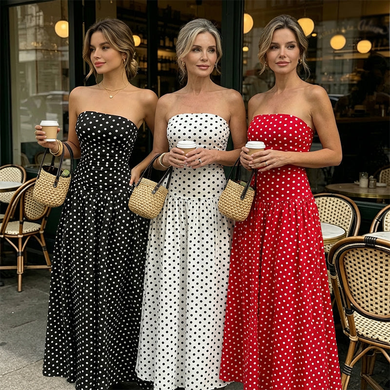 Robe bustier à pois tendance pour femme