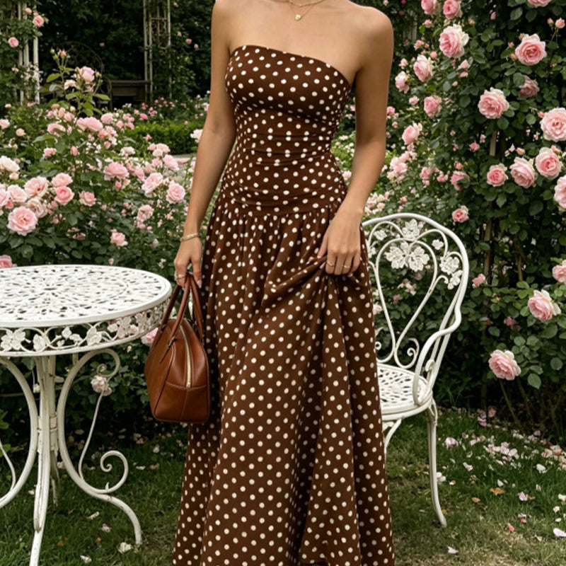 Robe bustier à pois tendance pour femme