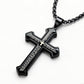 ✝️ PROMO LIMITÉE 50% DE RÉDUCTION ! ✨ Collier Croix du Notre Père pour Homme – Acier Titane, Gravure Complète & Design Superposé 🔥