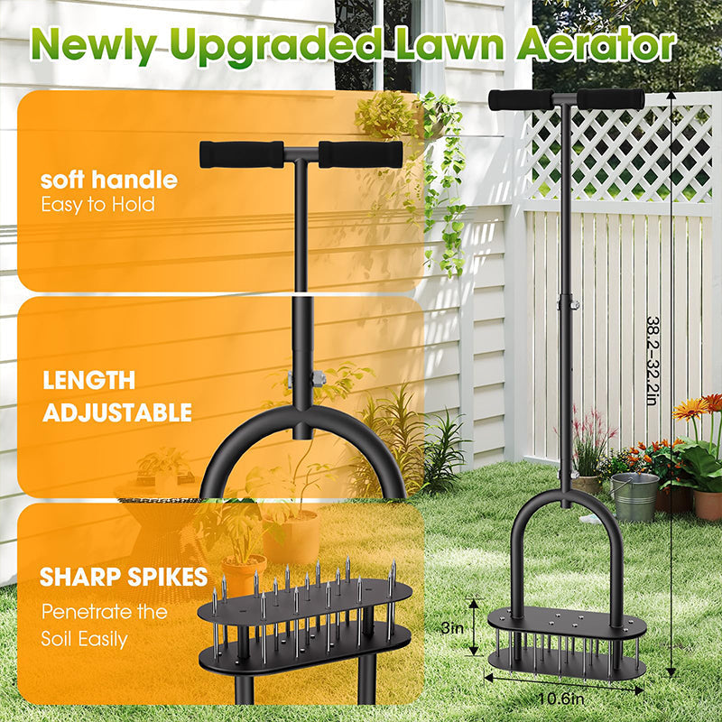 🌱 PROMO FLASH : 50% DE RÉDUCTION ! 🍃 Aérateur de Pelouse Manuel – Acier Carbone – Éjection à Ressort & Manche Réglable for Jardin & Cour 🏡