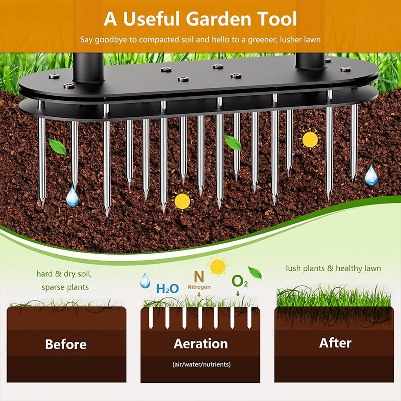 🌱 PROMO FLASH : 50% DE RÉDUCTION ! 🍃 Aérateur de Pelouse Manuel – Acier Carbone – Éjection à Ressort & Manche Réglable for Jardin & Cour 🏡