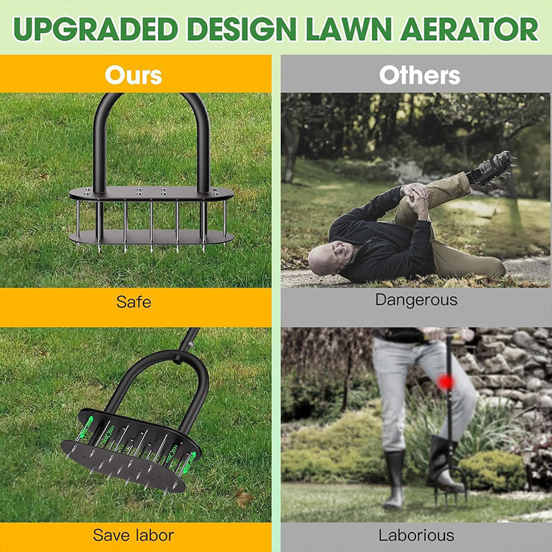 🌱 PROMO FLASH : 50% DE RÉDUCTION ! 🍃 Aérateur de Pelouse Manuel – Acier Carbone – Éjection à Ressort & Manche Réglable for Jardin & Cour 🏡