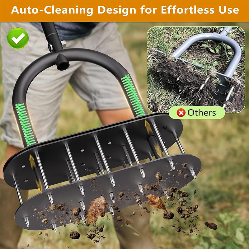 🌱 PROMO FLASH : 50% DE RÉDUCTION ! 🍃 Aérateur de Pelouse Manuel – Acier Carbone – Éjection à Ressort & Manche Réglable for Jardin & Cour 🏡