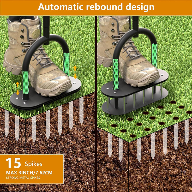 🌱 PROMO FLASH : 50% DE RÉDUCTION ! 🍃 Aérateur de Pelouse Manuel – Acier Carbone – Éjection à Ressort & Manche Réglable for Jardin & Cour 🏡