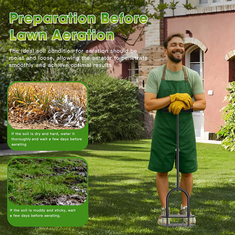 🌱 PROMO FLASH : 50% DE RÉDUCTION ! 🍃 Aérateur de Pelouse Manuel – Acier Carbone – Éjection à Ressort & Manche Réglable for Jardin & Cour 🏡