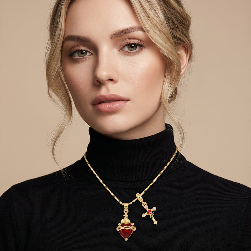 ✝️ PROMO LIMITÉE 50% DE RÉDUCTION ! ✨ Pendentif Double Gold Faith – Symbolique, Chaîne Réglable ✨