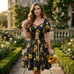 Robe imprimée à manches ballon pour femme