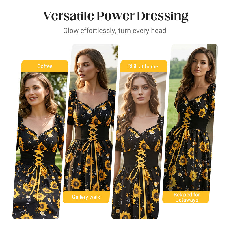 Robe imprimée à manches ballon pour femme