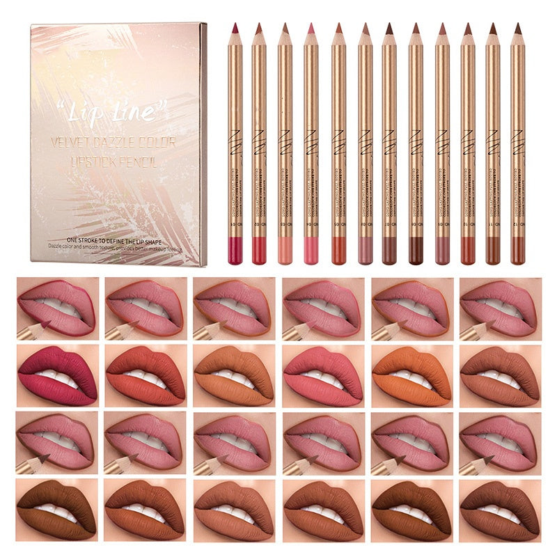 Lot de 12 crayons contour des lèvres longue tenue