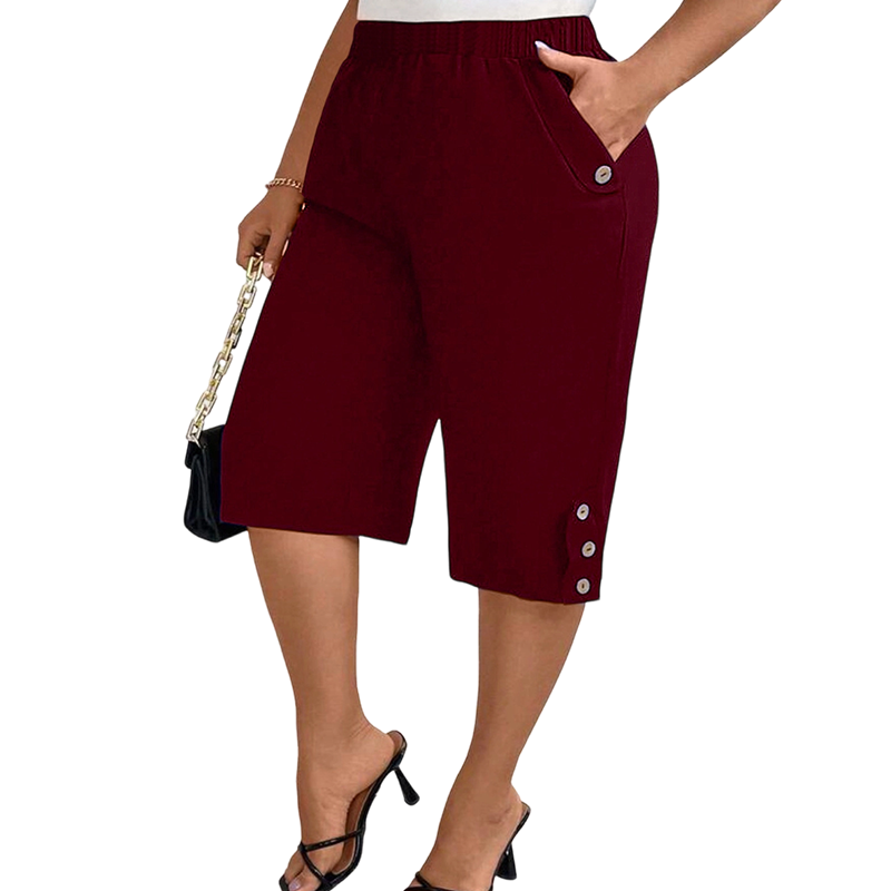 👖 50% DE RÉDUCTION ✨ Pantalon capri femme – Taille élastique, coupe genou & confortable – Léger, respirant – parfait pour la maison, le sport ou les voyages 🌿