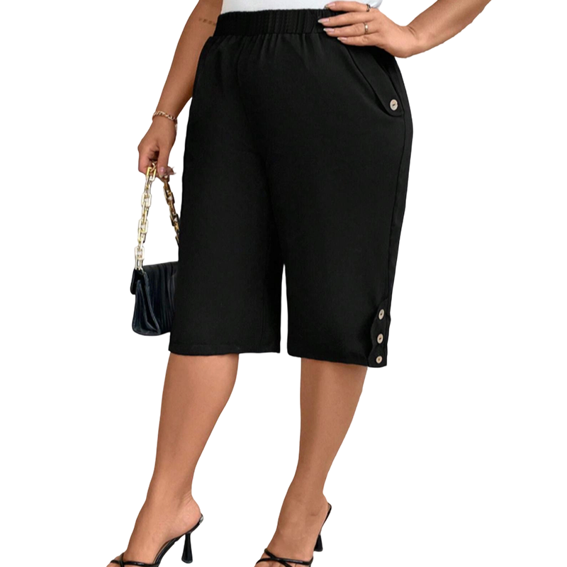 👖 50% DE RÉDUCTION ✨ Pantalon capri femme – Taille élastique, coupe genou & confortable – Léger, respirant – parfait pour la maison, le sport ou les voyages 🌿