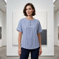 T-shirt Henley Femme Décontracté à Rayures