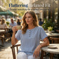 T-shirt Henley Femme Décontracté à Rayures