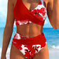 🌺Ensemble bikini à taille haute à motifs floraux👙Mise en valeur et effet amincissant, style vacances tout en douceu✨✅