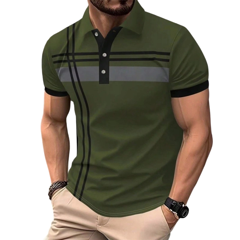 👕 50% DE RÉDUCTION ✨ Haut rayé pour homme – col & manches courtes – Léger, respirant & parfait pour l'été, le sport ou le quotidien – look décontracté et tendance 🌊
