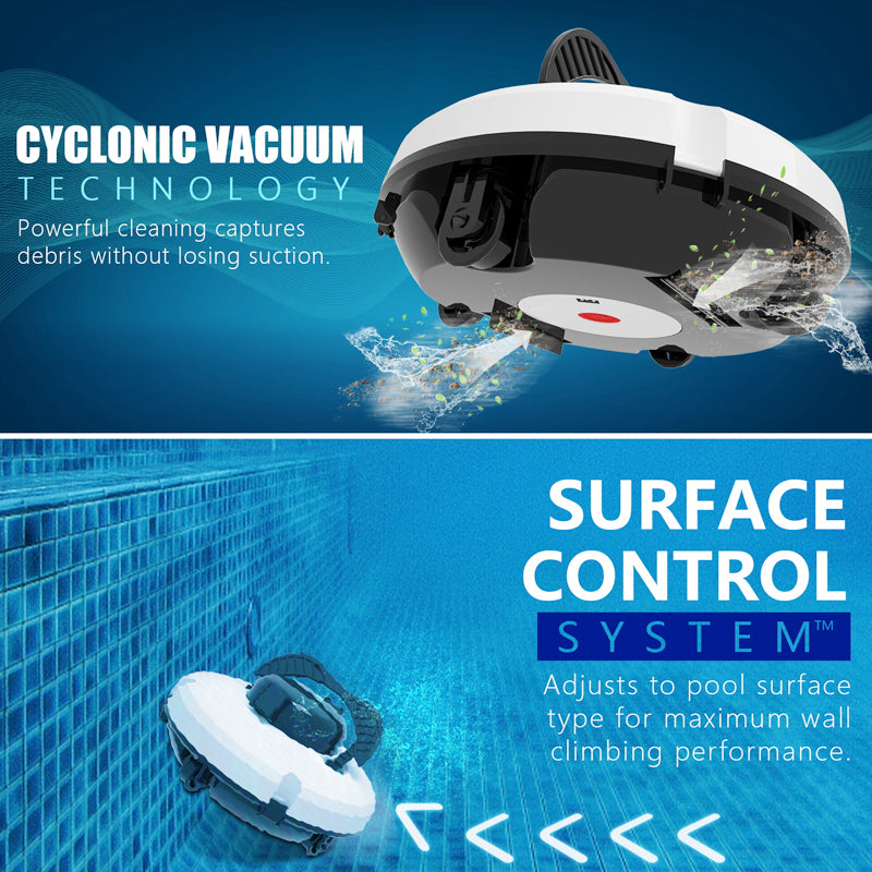 🤖 Robot nettoyeur de piscine sans fil 🌊 Haute aspiration & navigation intelligente – Démarrage simple pression, panier filtrant facile à retirer – piscine impeccable sans effort 🏊