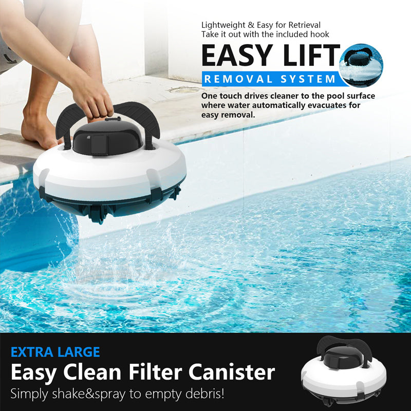 🤖 Robot nettoyeur de piscine sans fil 🌊 Haute aspiration & navigation intelligente – Démarrage simple pression, panier filtrant facile à retirer – piscine impeccable sans effort 🏊