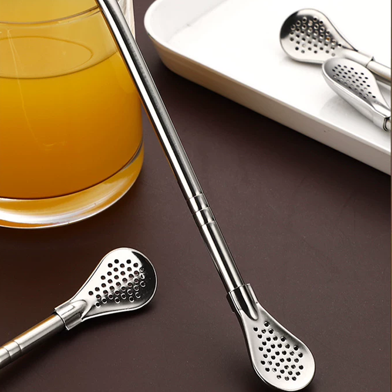 🥤🛒 -50% ! ☕Paille-Cuillère 2-en-1 en Acier Inoxydable 304 – Filtre Intégré, Démontable & Écologique.
