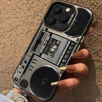 📼✨Coque Téléphone Design Retro Boombox Lecteur de Cassette – Style Vintage📱