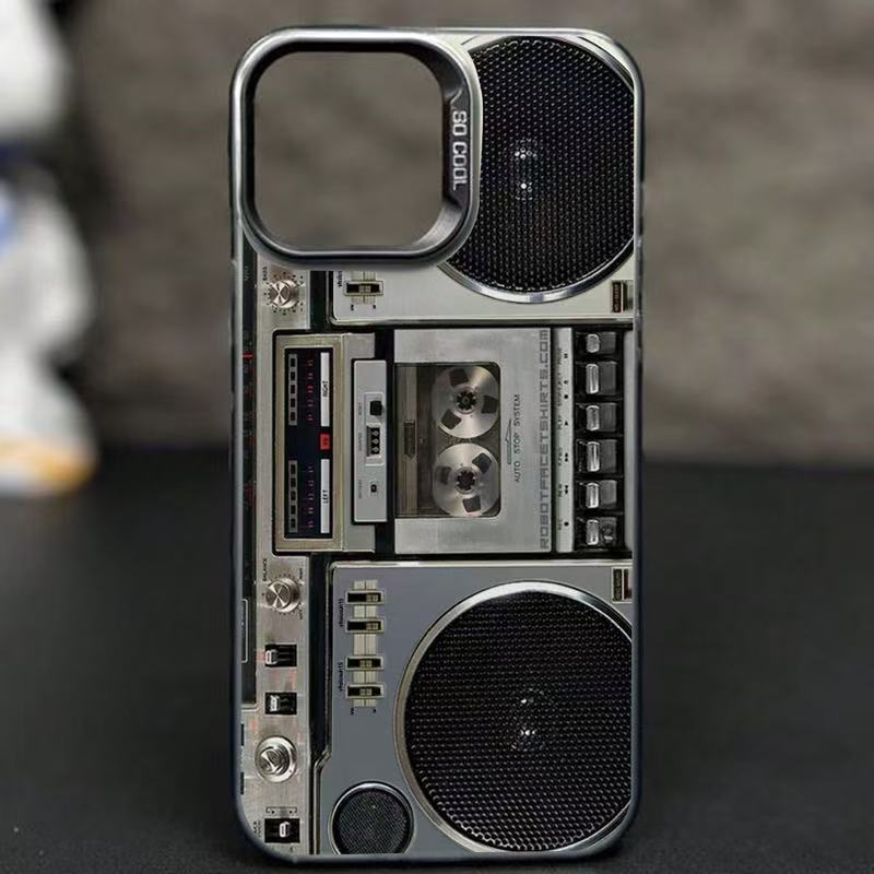 📼✨Coque Téléphone Design Retro Boombox Lecteur de Cassette – Style Vintage📱
