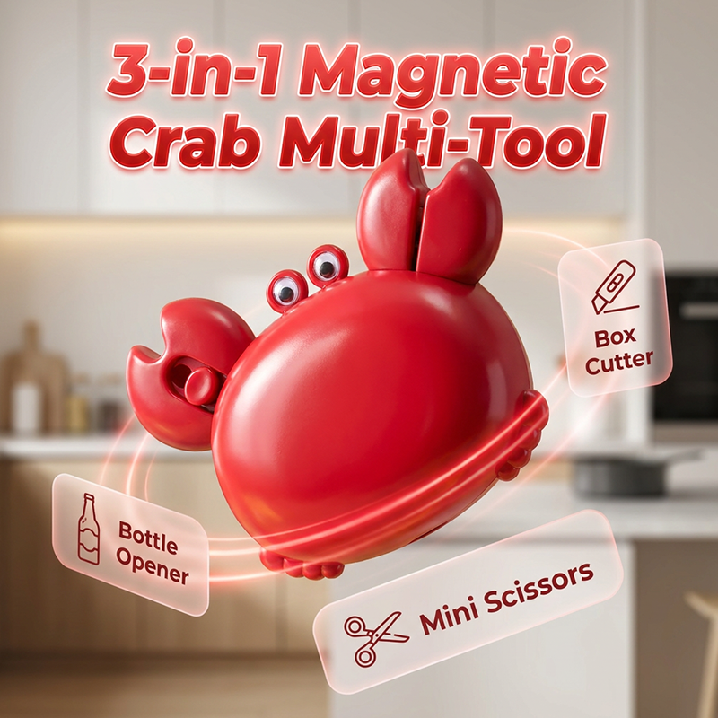 🦀 50% DE RÉDUCTION 💥 Décapsuleur magnétique crabe – 3-en-1, mignon & toujours sous la main – Se fixe au réfrigérateur, attrape les capsules – parfait pour apéros ou cadeau original ✨