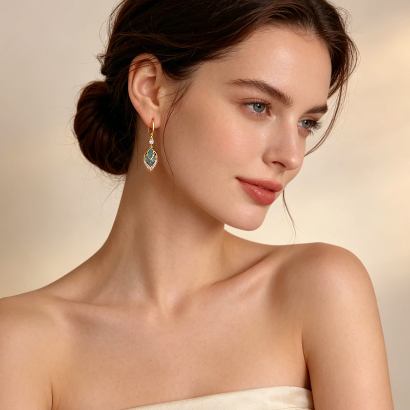 📢📢50 % DE RÉDUCTION !! ⏰Boucles d'oreilles créoles pendantes bleu ciel