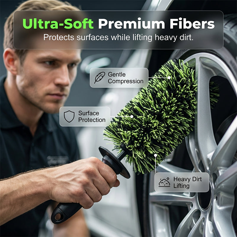 🚗 PROMO FLASH 50% ! Brosse de Nettoyage pour Pneus & Jantes – Fibres Ultra Douces, Longue Portée, Poignée Ergonomique, Parfaite pour Détails Profonds & Nettoyage Complet 🧽✨