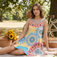 💐PROMO EXCEPTIONNELLE -50%🌺Robe Imprimée Sans Manches – Tissu Coton Léger, Tombé Fluide
