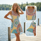 💐PROMO EXCEPTIONNELLE -50%🌺Robe Imprimée Sans Manches – Tissu Coton Léger, Tombé Fluide