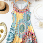 💐PROMO EXCEPTIONNELLE -50%🌺Robe Imprimée Sans Manches – Tissu Coton Léger, Tombé Fluide