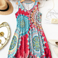 💐PROMO EXCEPTIONNELLE -50%🌺Robe Imprimée Sans Manches – Tissu Coton Léger, Tombé Fluide